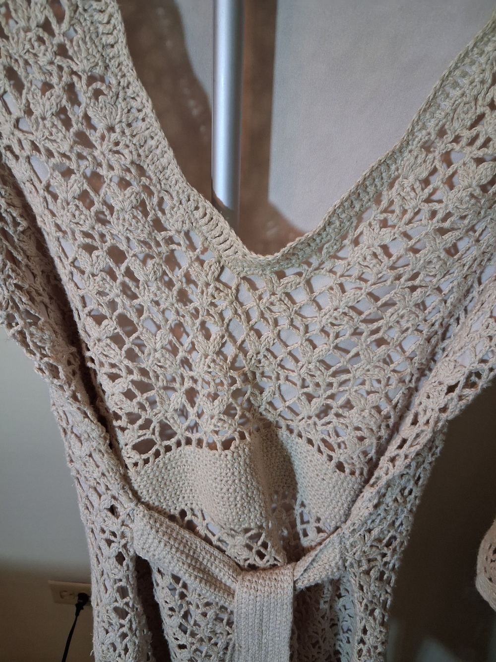 Cami Crochet V-Neck Overlay Dress in Cream - Picture 5 of 13